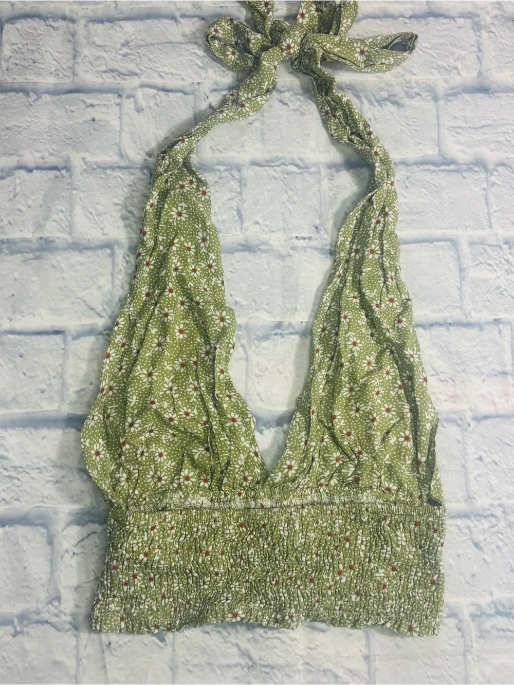 Green Floral Cropped Halter Neck Size XS By Romwe - Picture 2 of 3